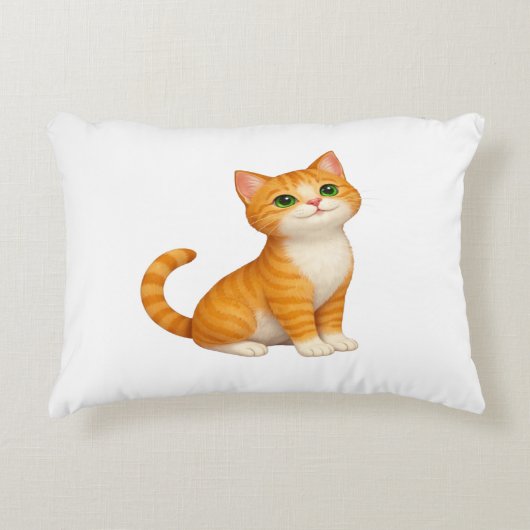Adorable Ginger Kitten Throw Pillow アクセントクッション (正面)