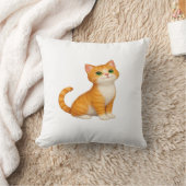 Adorable Ginger Kitten Throw Pillow クッション (ブランケット)