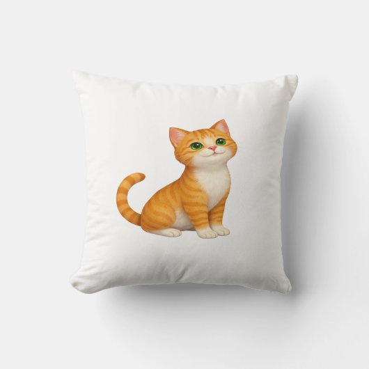 Adorable Ginger Kitten Throw Pillow クッション (正面)