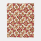 Adorable Gingerbread Man Patchwork Christmas フリースブランケット (正面)
