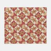 Adorable Gingerbread Man Patchwork Christmas フリースブランケット (正面(横))