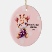 Adorable Giraffe Baby First Christmas セラミックオーナメント (右)