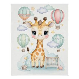 Adorable Giraffe Nursery Room Poster.  ポスター