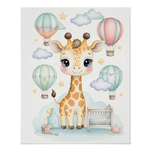 Adorable Giraffe Nursery Room Poster.  ポスター (正面)