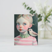 Adorable Girl with the Bird on Her Shoulder ポストカード (スタンド正面)