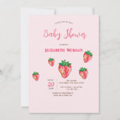 Adorable Glitter Strawberries Dots Baby Shower 招待状 (正面)