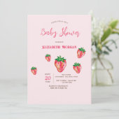 Adorable Glitter Strawberries Dots Baby Shower 招待状 (スタンド正面)