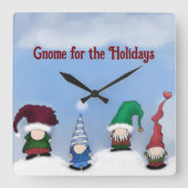Adorable Gnome Posse スクエア壁時計 (正面)