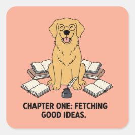 Adorable Golden Retriever Academic Journaling スクエアシール