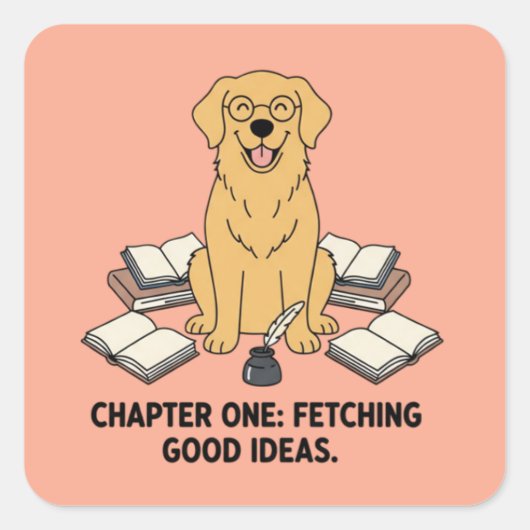 Adorable Golden Retriever Academic Journaling スクエアシール (正面)