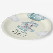 Adorable Gray Elephant Baby shower Boy ペーパープレート (アングル)