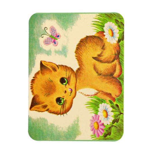 adorable green-eyed kitten マグネット (縦)