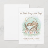 Adorable,  grizzly bear cub  Baby Shower  サンキューカード (正面/裏面)