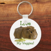 Adorable Guinea Pig Eating Celery Photography キーホルダー (正面)