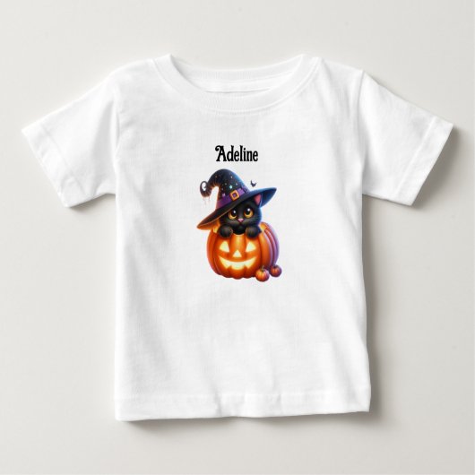 Adorable Halloween Cat Pumpkin Design ベビーTシャツ (正面)