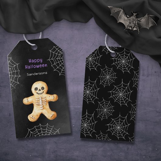 Adorable Halloween Skeleton Cookie Black ギフトタグ