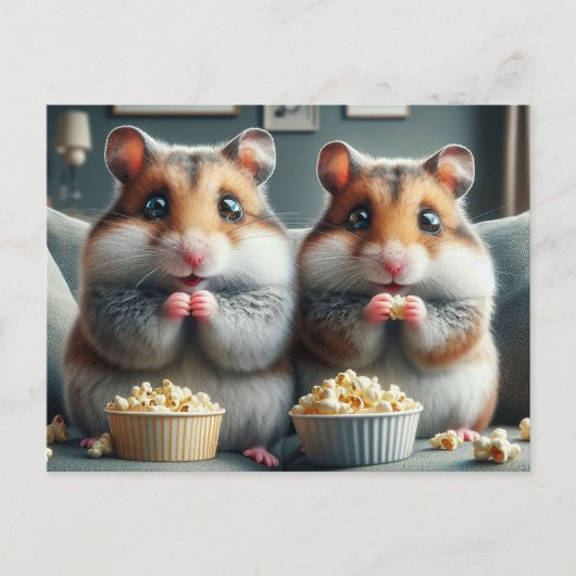 Adorable Hamsters and Popcorn ポストカード (正面)