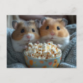 Adorable Hamsters With Popcorn ポストカード (正面)