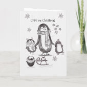 Adorable Hand Drawn Penguin Family Christmas Card シーズンカード (裏面)