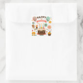 Adorable Happy Birthday Cute Cake & Bear スクエアシール (バッグ)