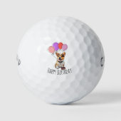 Adorable 'Happy Birthday' Pink Corgi Birthday Gift ゴルフボール (正面)