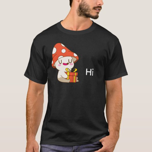 Adorable Happy Mushroom with Present – Cute Birthd Tシャツ (正面)