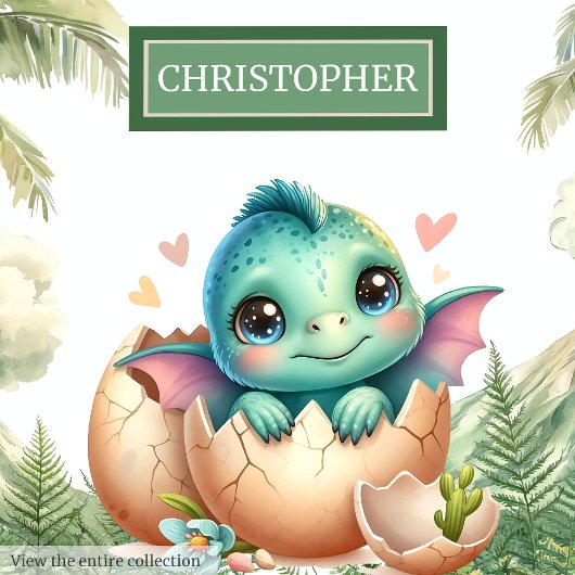 Adorable Hatching Soon Baby Dinosaur Custom Pillow クッション