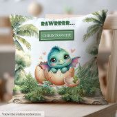 Adorable Hatching Soon Baby Dinosaur Custom Pillow クッション