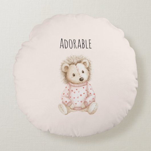 Adorable Hedgehog Heart Animal ラウンドクッション (正面)