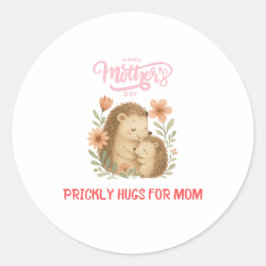 Adorable Hedgehog Mom Mother's Day ラウンドシール