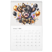 Adorable Highland Cow Watercolor Calendar カレンダー (1月 2026)