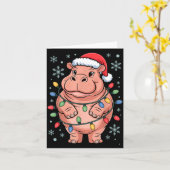 Adorable Hip Wrapped Christmas Light Santa Hat Win カード (黄色い花)