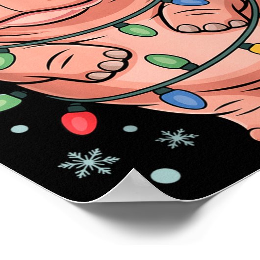 Adorable Hip Wrapped Christmas Light Santa Hat Win ポスター (角)