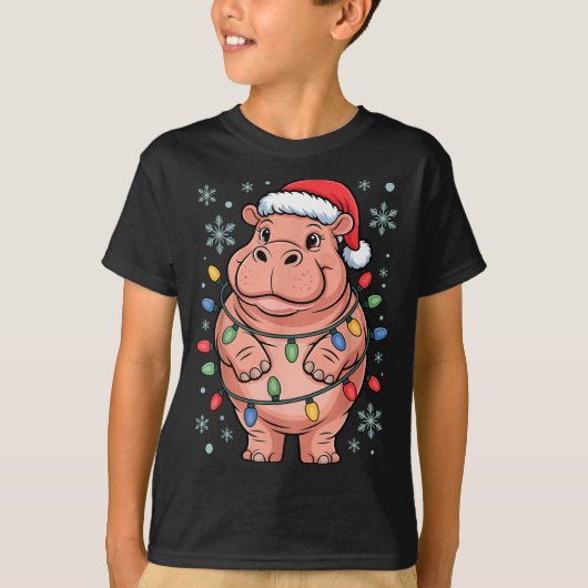 Adorable Hip Wrapped Christmas Light Santa Hat Win Tシャツ (正面)