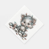 ADORABLE HOLIDAY CHRISTMAS KITTEN WITH LIGHTS スタンダードランチョンナプキン (角)