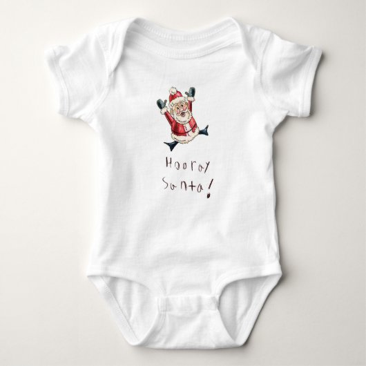 Adorable "Hooray Santa" Baby Shirt ベビーボディスーツ (正面)