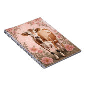 Adorable Jersey Cow Pink Floral ノートブック (右側)