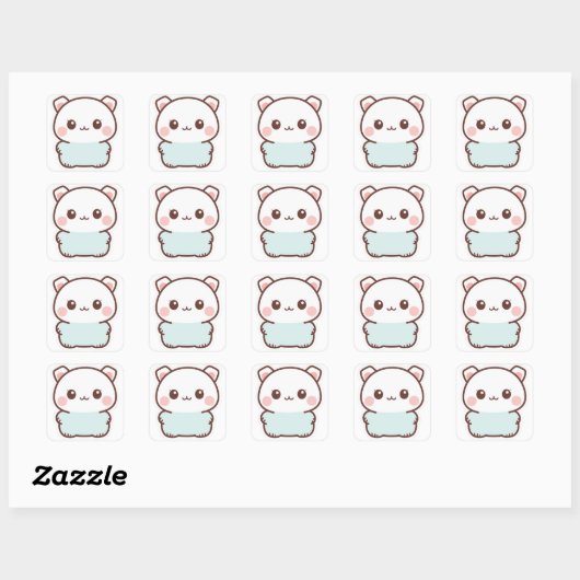 “Adorable Kawaii Animal Sticker – Chibi Cute Paste スクエアシール (シート)