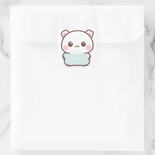 “Adorable Kawaii Animal Sticker – Chibi Cute Paste スクエアシール (バッグ)