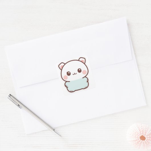 “Adorable Kawaii Animal Sticker – Chibi Cute Paste スクエアシール (封筒)