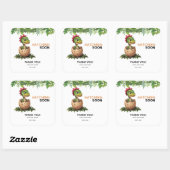 Adorable Kawaii Baby Dinosaur Hatching スクエアシール (シート)