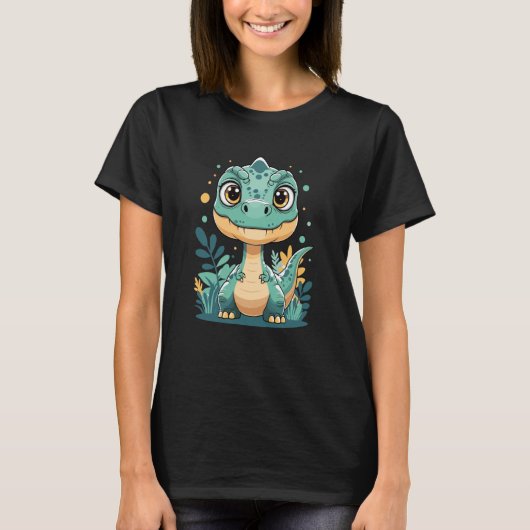 Adorable Kawaii Baby Dinosaur with Big Eyes Cute D Tシャツ (正面)