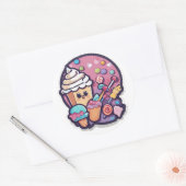 Adorable Kawaii Candy Cupcake Sticker | Sweet ラウンドシール (封筒)