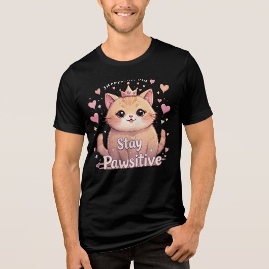 "Adorable Kawaii Cat T-Shirt – Cute Pastel Aesthet トライブレンドＴシャツ (正面)
