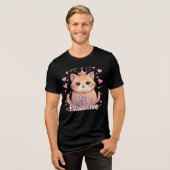 "Adorable Kawaii Cat T-Shirt – Cute Pastel Aesthet トライブレンドＴシャツ (正面全面)