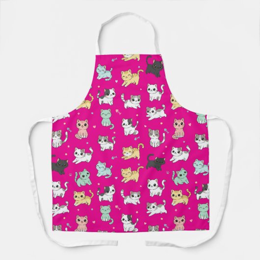 Adorable Kawaii Cats Pattern Apron エプロン (正面)