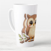 Adorable Kawaii Chibi Owl  カフェラテマグ (左アングル)