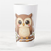 Adorable Kawaii Chibi Owl  カフェラテマグ (正面)