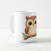 Adorable Kawaii Chibi Owl  コーヒーマグカップ (正面左)