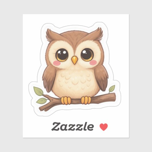 Adorable Kawaii Chibi Owl  シール (シート)
